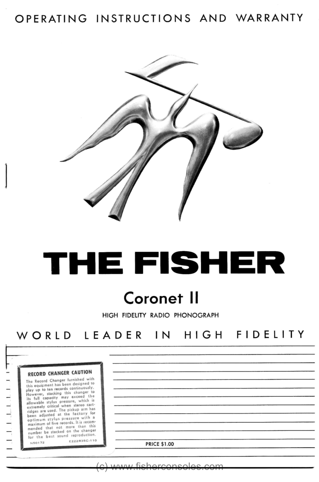 THE FISHER Coronefll HIGH FIDELITYRADIO PHONOGRAPH