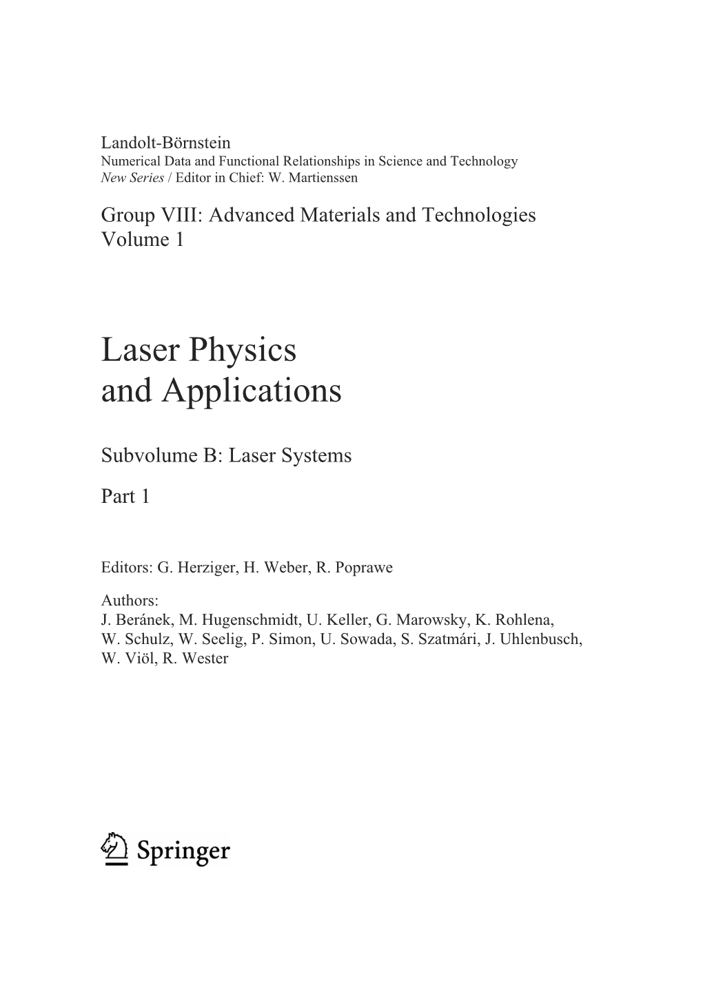Laser Physics and Applications