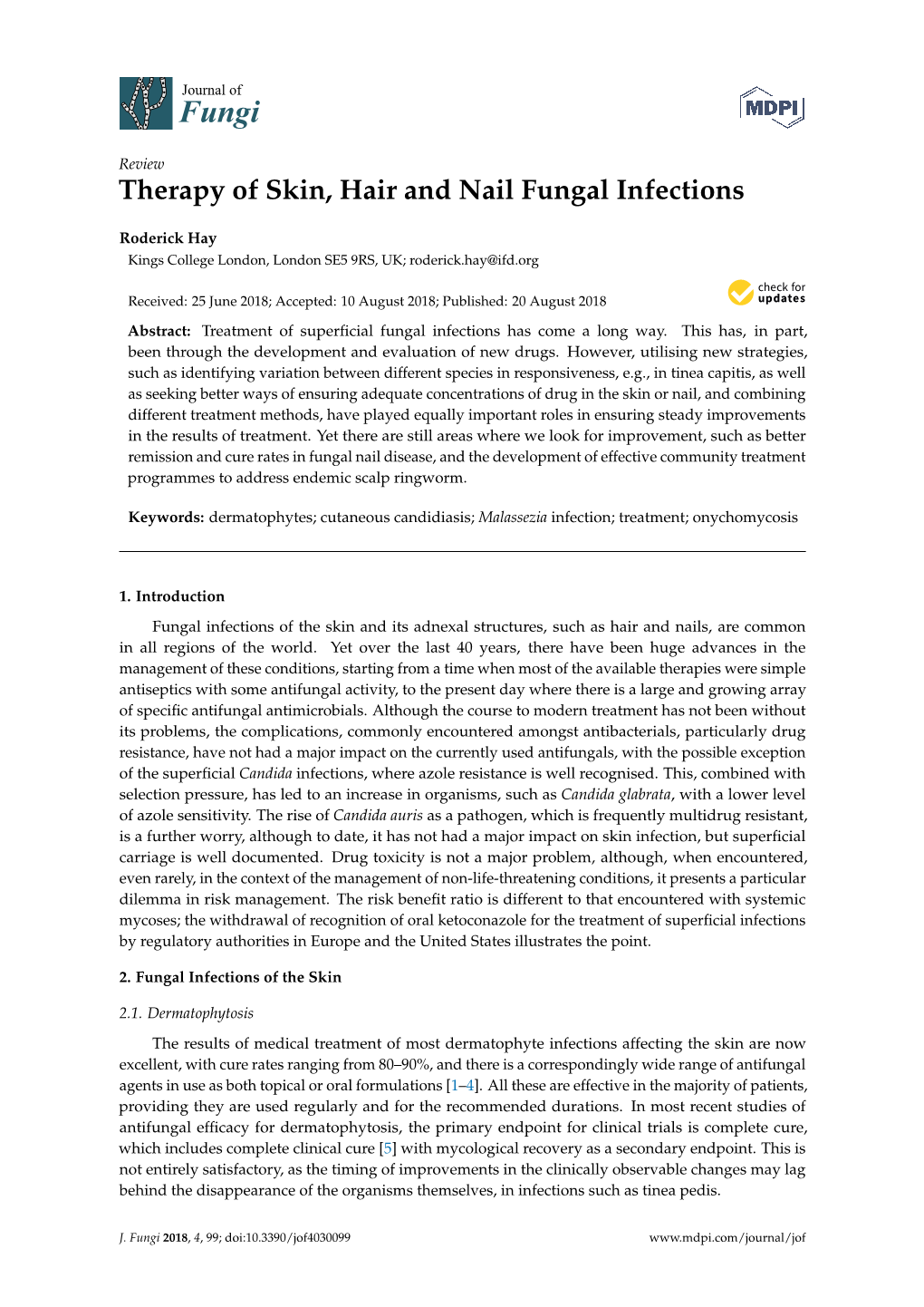 Therapy of Skin, Hair and Nail Fungal Infections