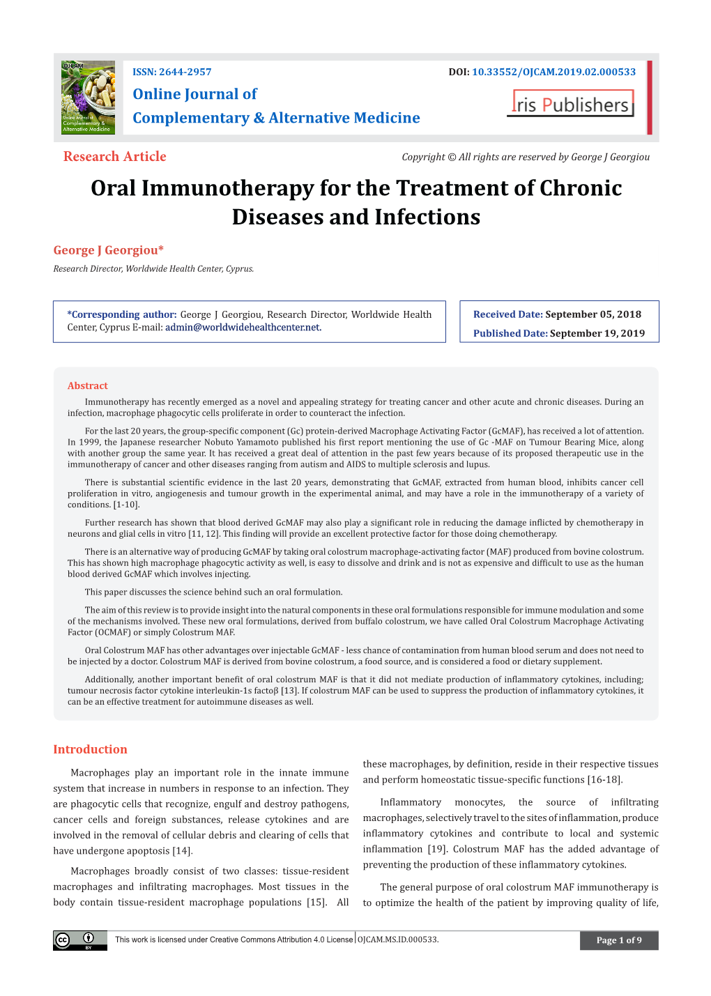 Oral Immunotherapy for the Treatment of Chronic Diseases and Infections