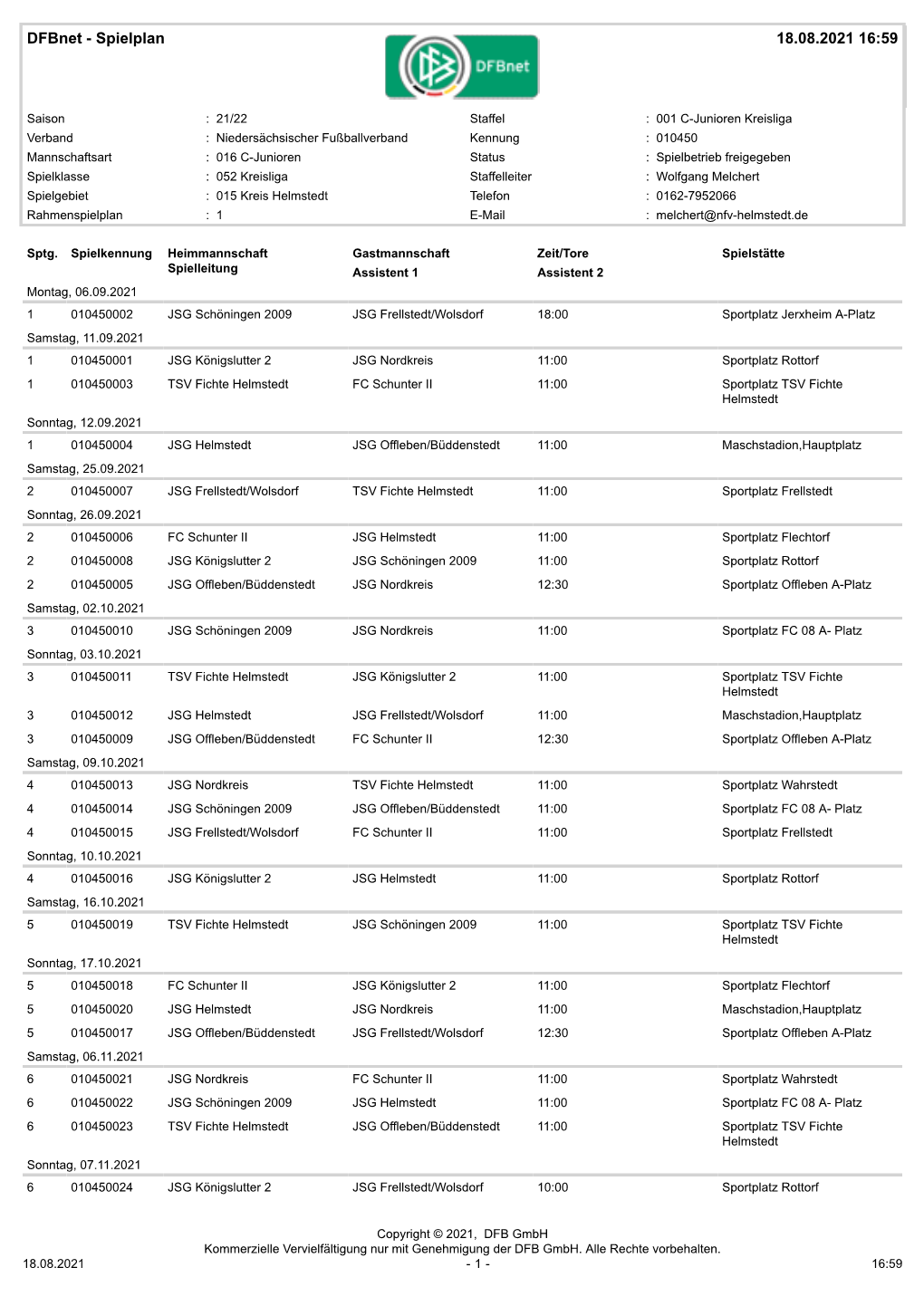 Dfbnet - Spielplan 18.08.2021 16:59