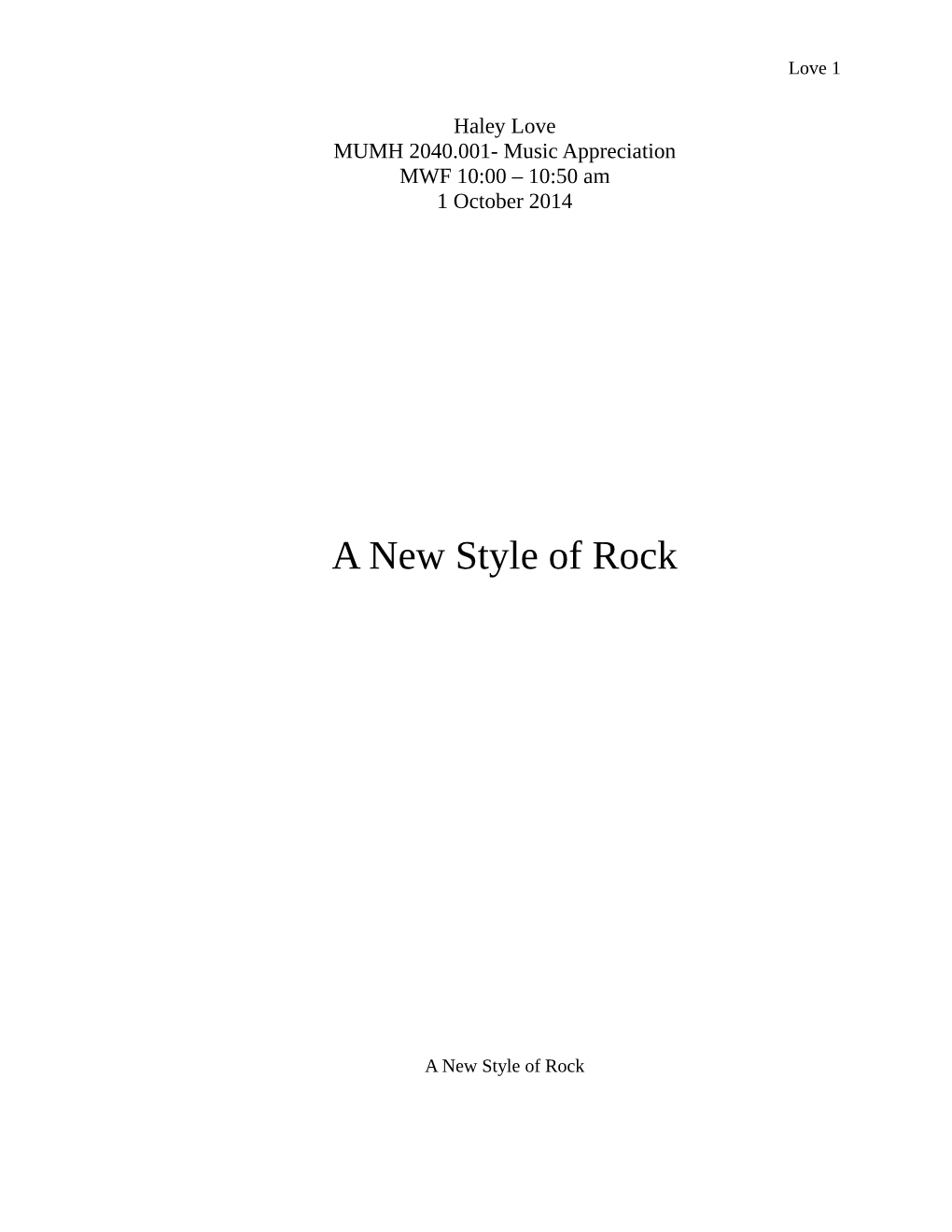 A New Style of Rock