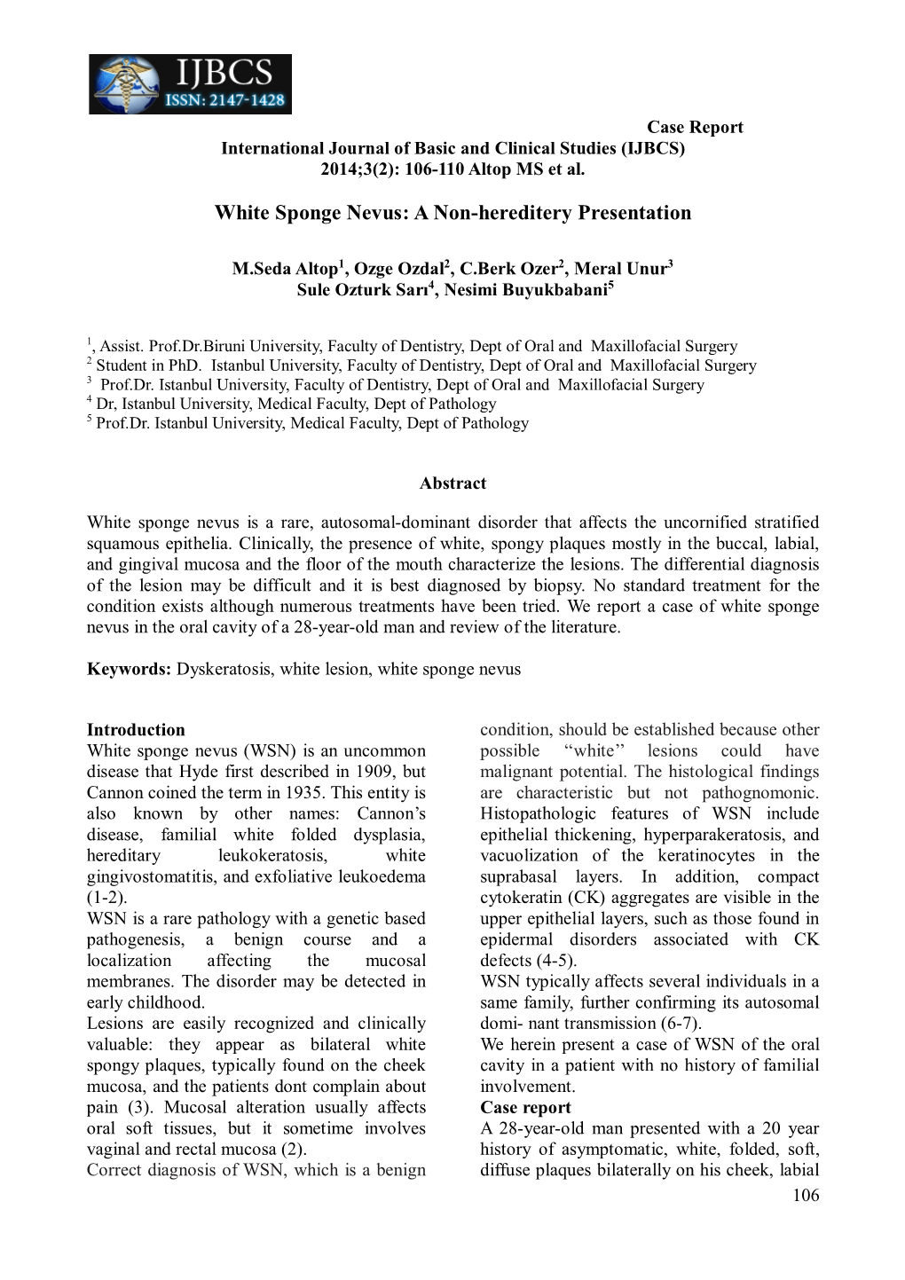 15. M.Seda Altop Et Al White Sponge Nevus a Non-Hereditery Presentation