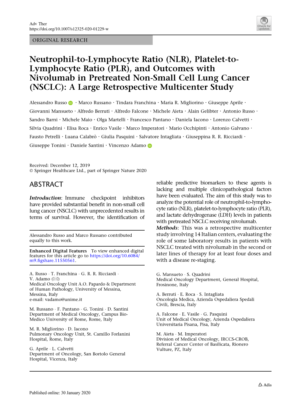 (NLR), Platelet-To-Lymphocyte Ratio (PLR), Terms of Survival