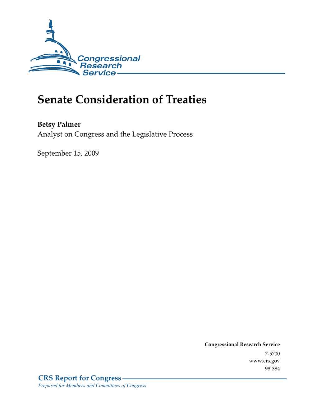 Senate Consideration of Treaties