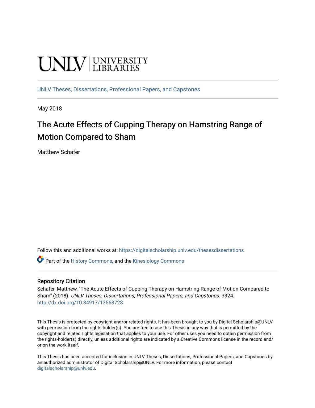 The Acute Effects of Cupping Therapy on Hamstring Range of Motion Compared to Sham