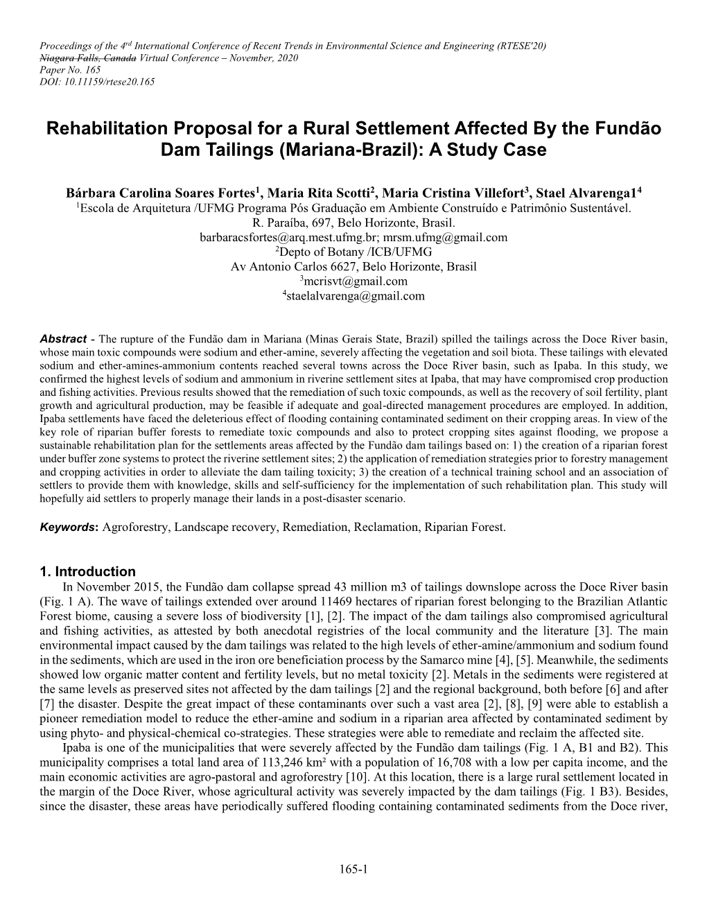Rehabilitation Proposal for a Rural Settlement Affected by the Fundão Dam Tailings (Mariana-Brazil): a Study Case