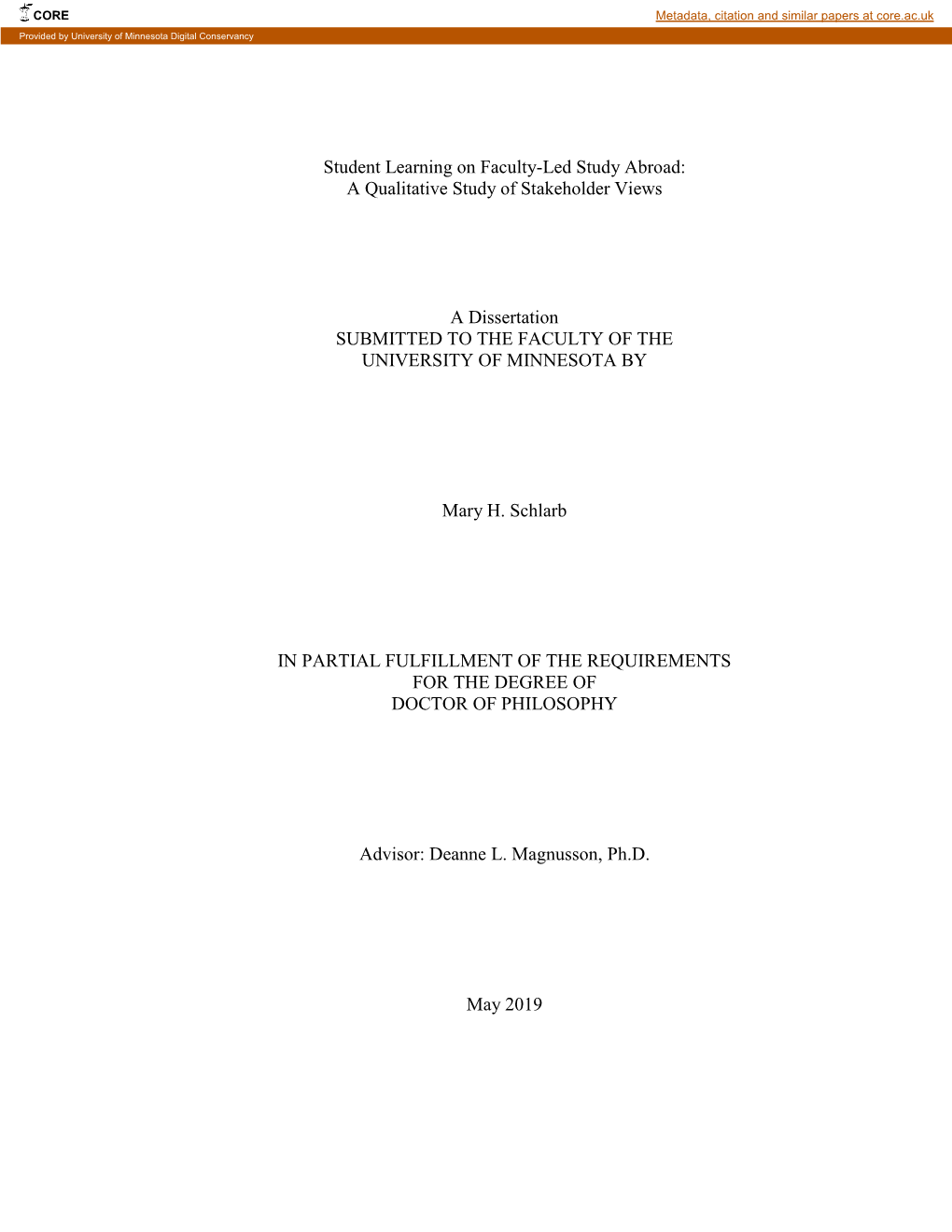 Student Learning on Faculty-Led Study Abroad: a Qualitative Study of Stakeholder Views