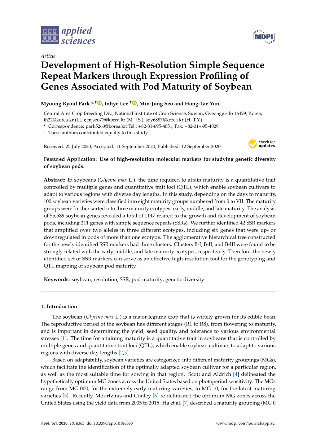 Development of High-Resolution Simple Sequence Repeat Markers Through Expression Profiling of Genes Associated with Pod Maturity of Soybean