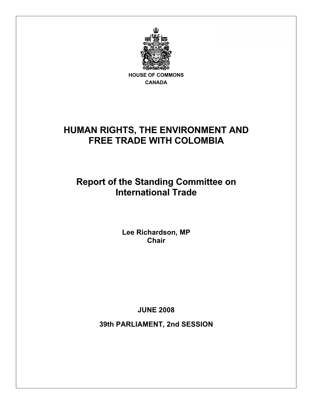 Human Rights, the Environment and Free Trade with Colombia