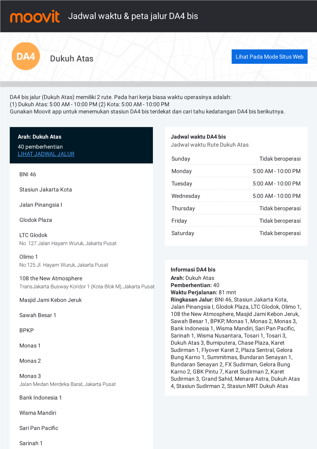 Jadwal Waktu & Peta Jrute Alur DA4