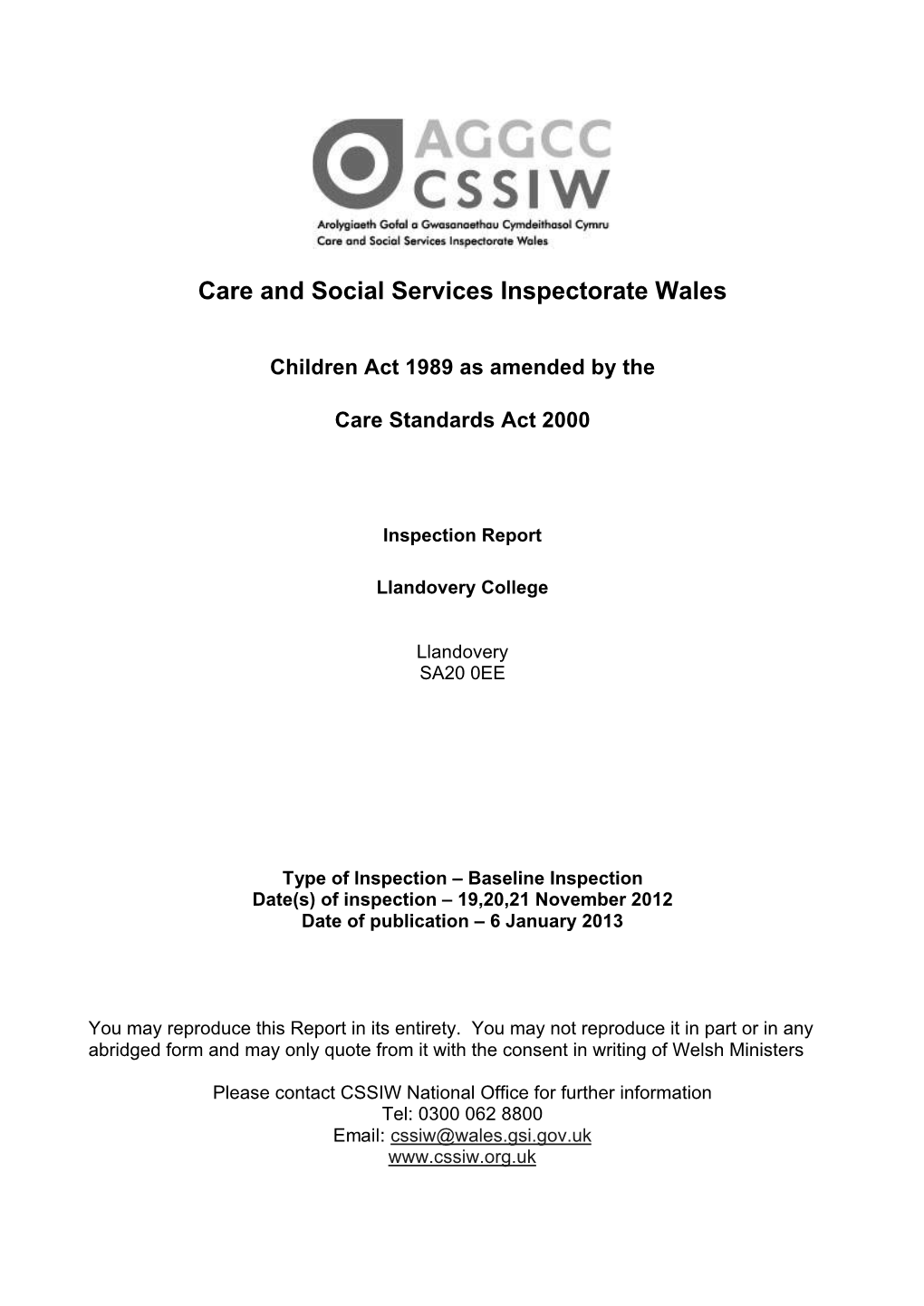 Care and Social Services Inspectorate Wales