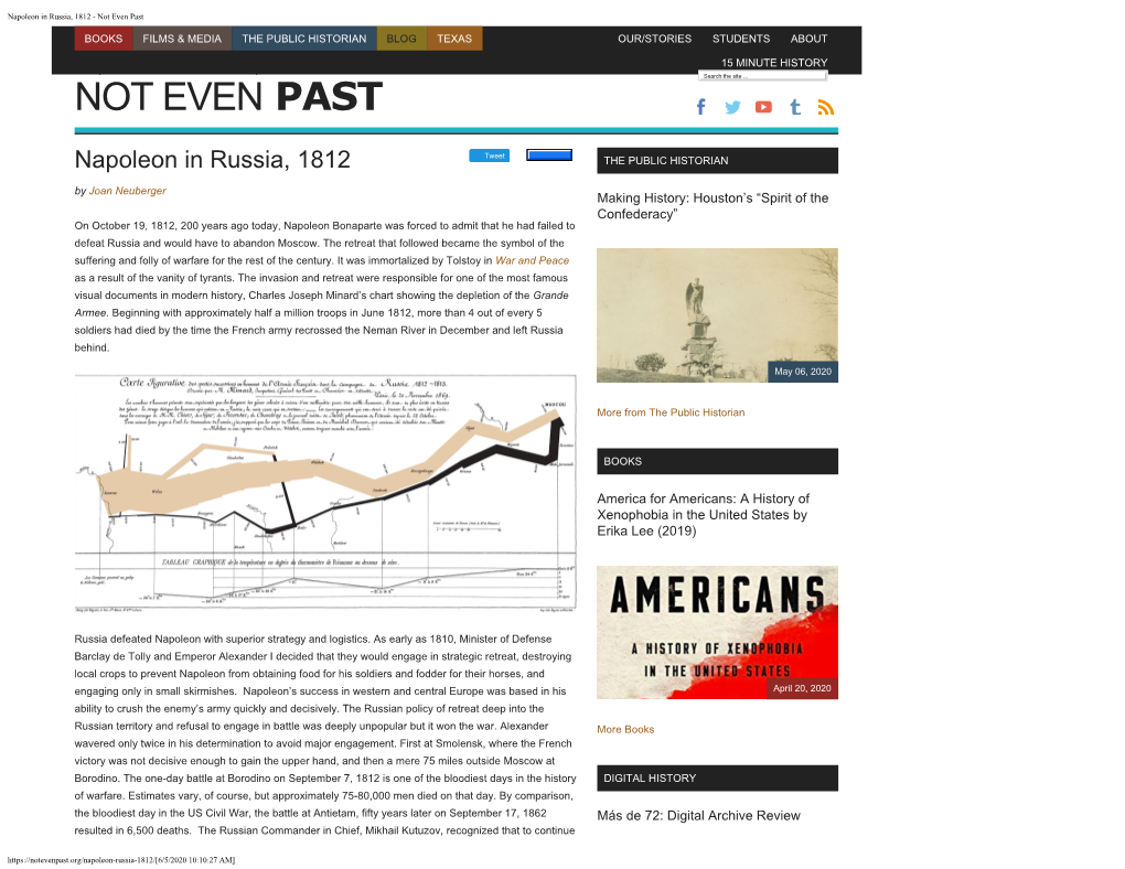 Napoleon in Russia, 1812 - Not Even Past