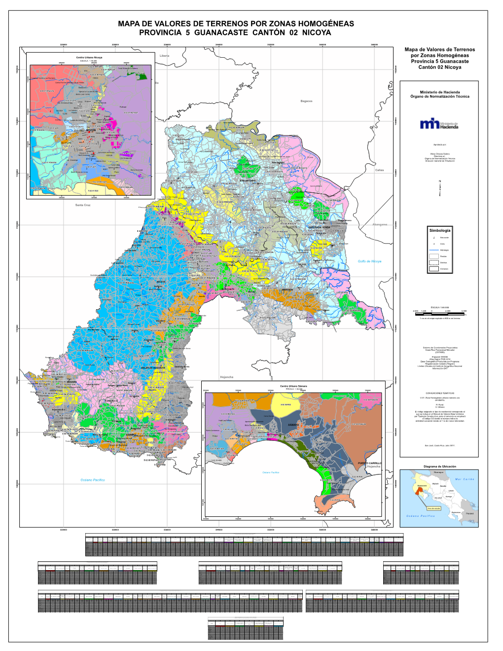 Mapa De Valores De Terrenos Por Zonas Homogéneas Provincia 5 Guanacaste Cantón 02 Nicoya