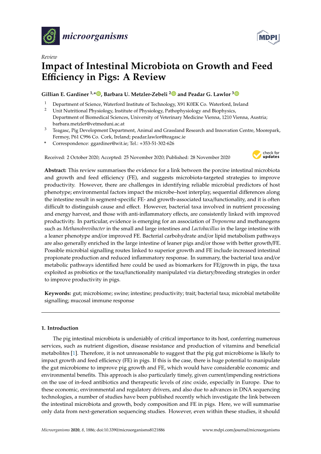 Impact of Intestinal Microbiota on Growth and Feed Efficiency