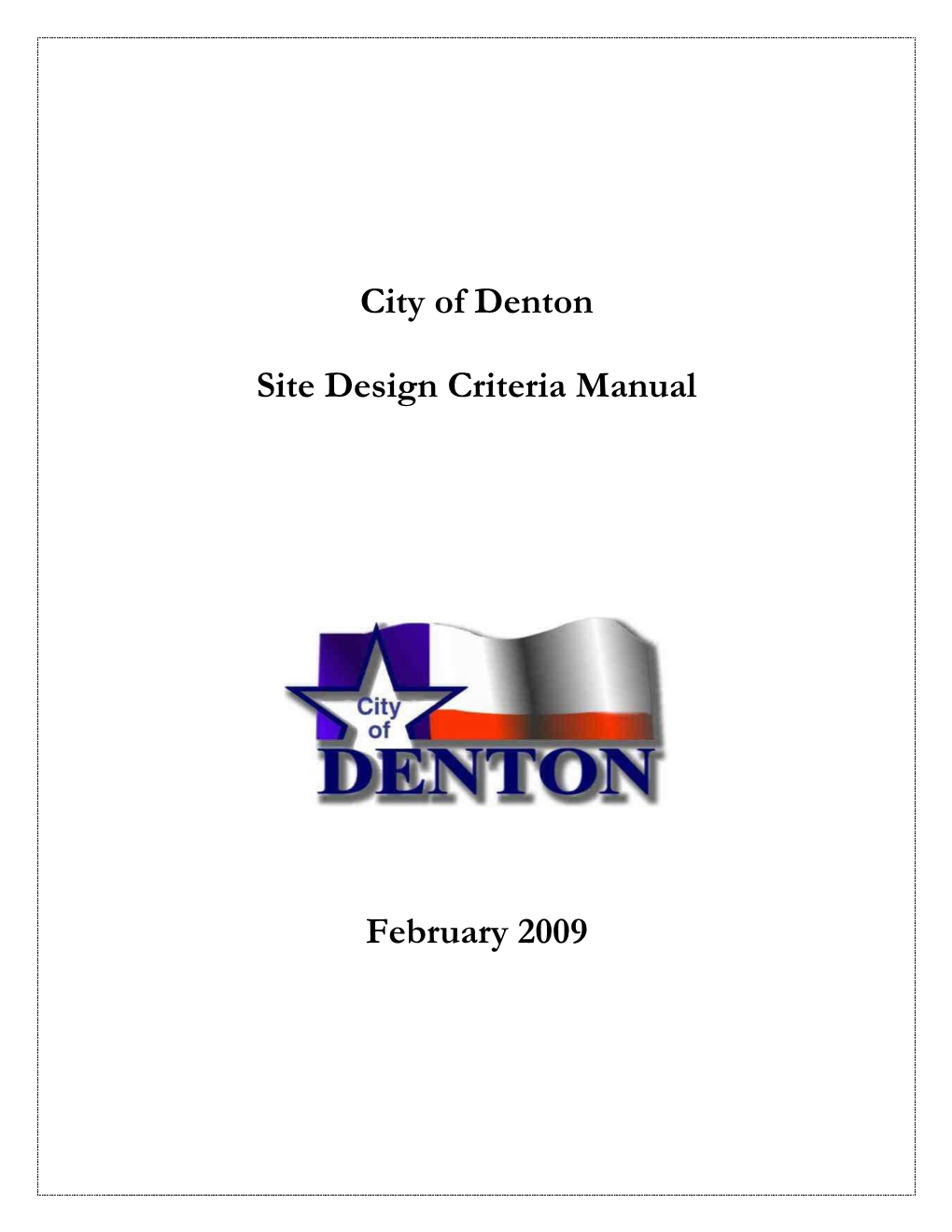 City of Denton Site Design Criteria Manual February 2009