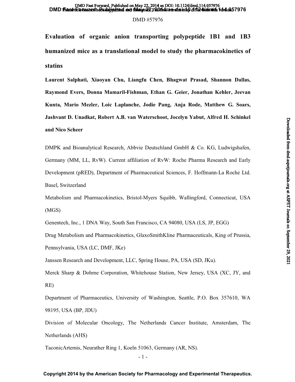 Evaluation of Organic Anion Transporting Polypeptide 1B1 and 1B3