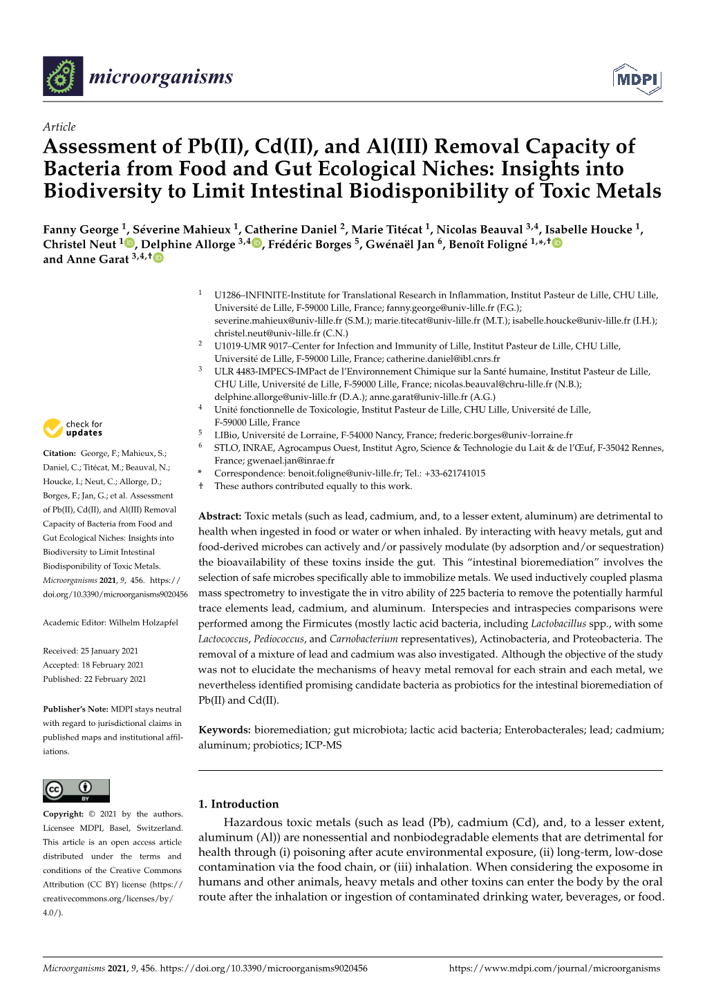 Removal Capacity of Bacteria from Food and Gut Ecological Niches: Insights Into Biodiversity to Limit Intestinal Biodisponibility of Toxic Metals