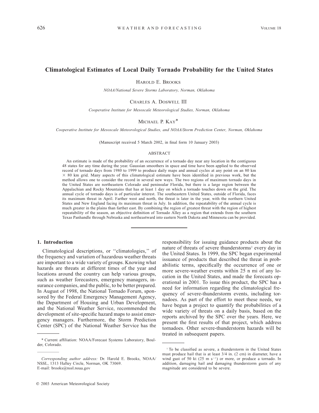 Climatological Estimates of Local Daily Tornado Probability for the United States