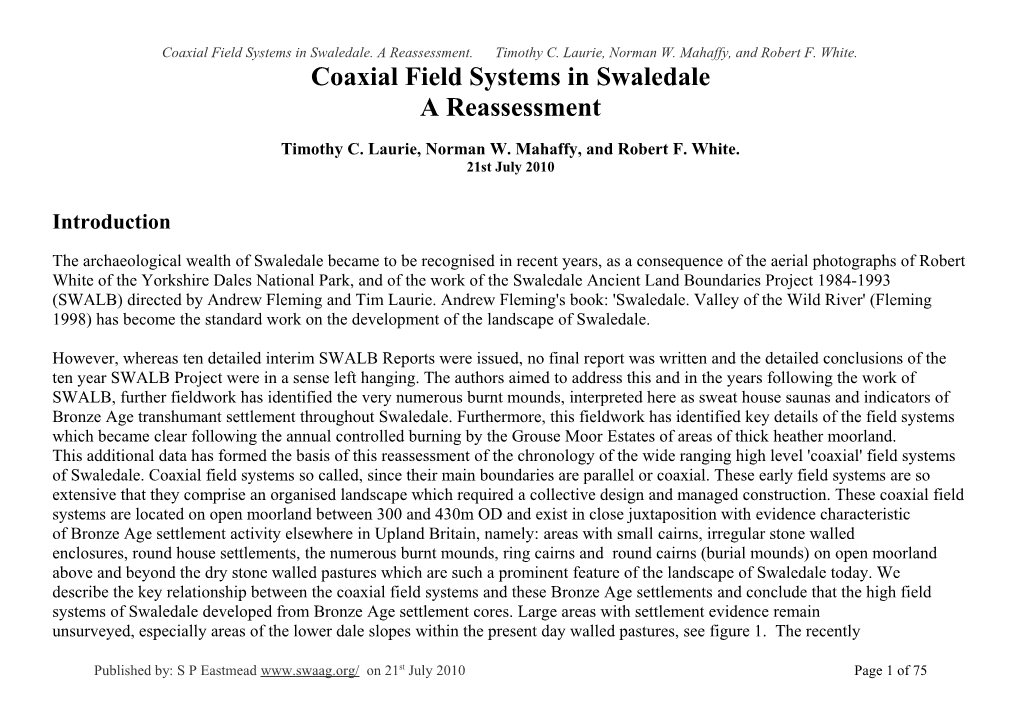 Coaxial Field Systems in Swaledale