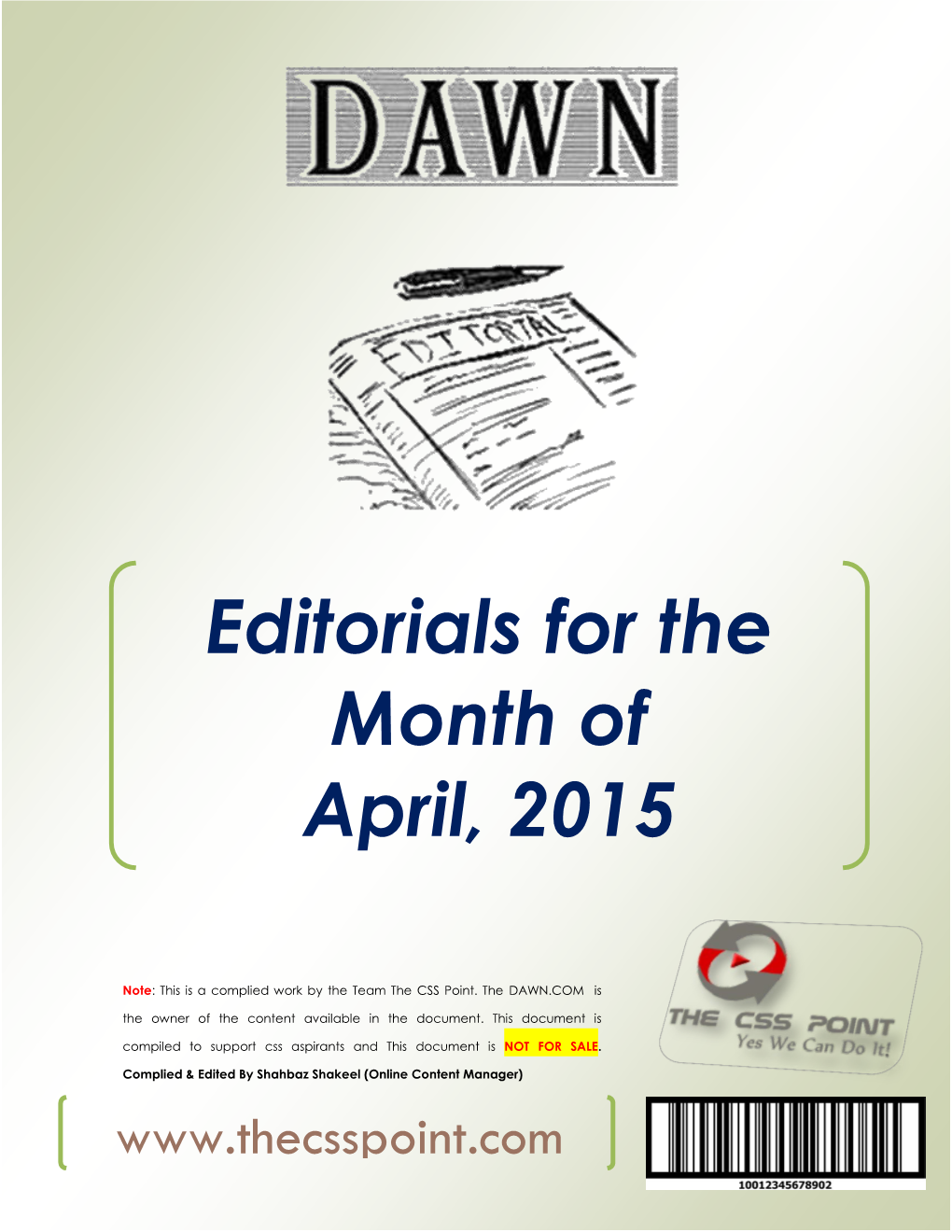 Editorials for the Month of April, 2015