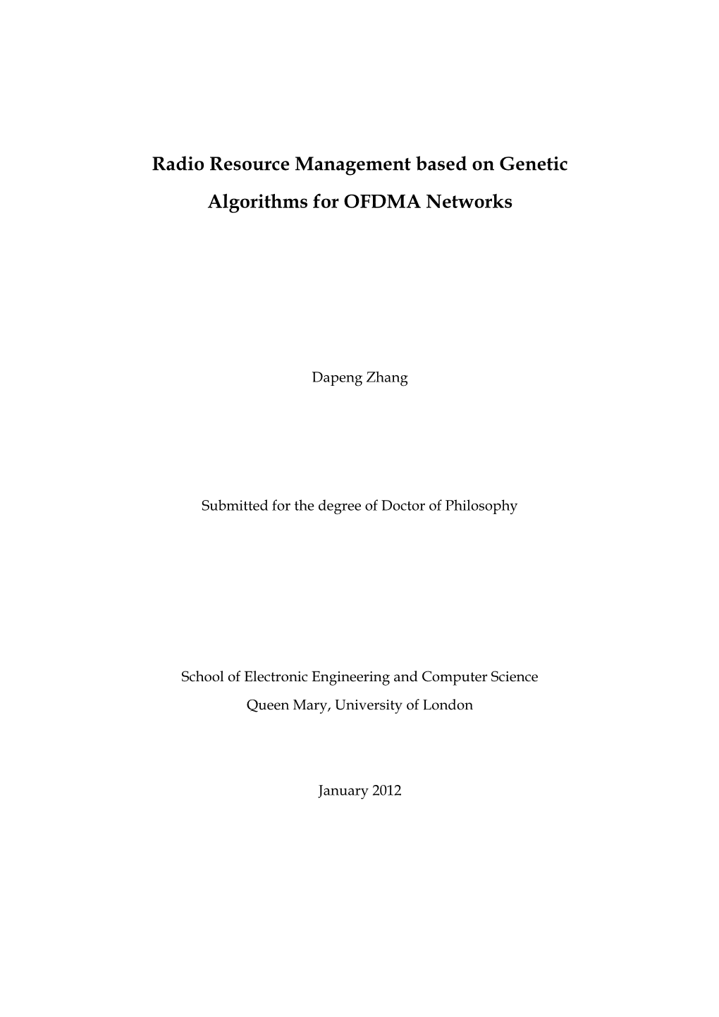 Radio Resource Management Based on Genetic Algorithms for OFDMA Networks