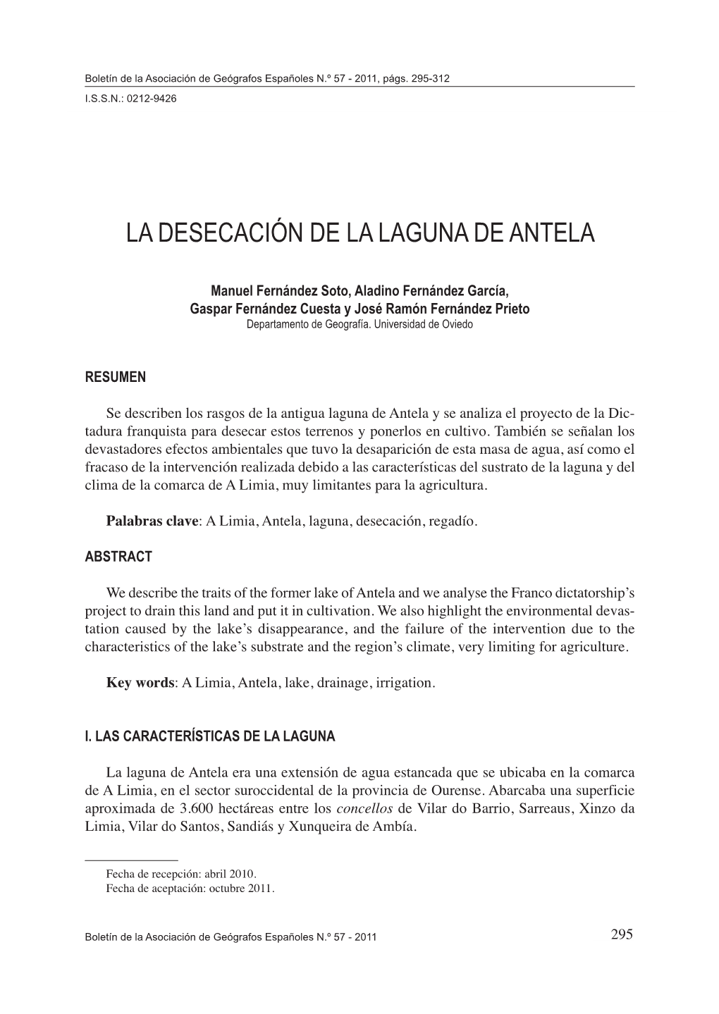 La Desecación De La Laguna De Antela