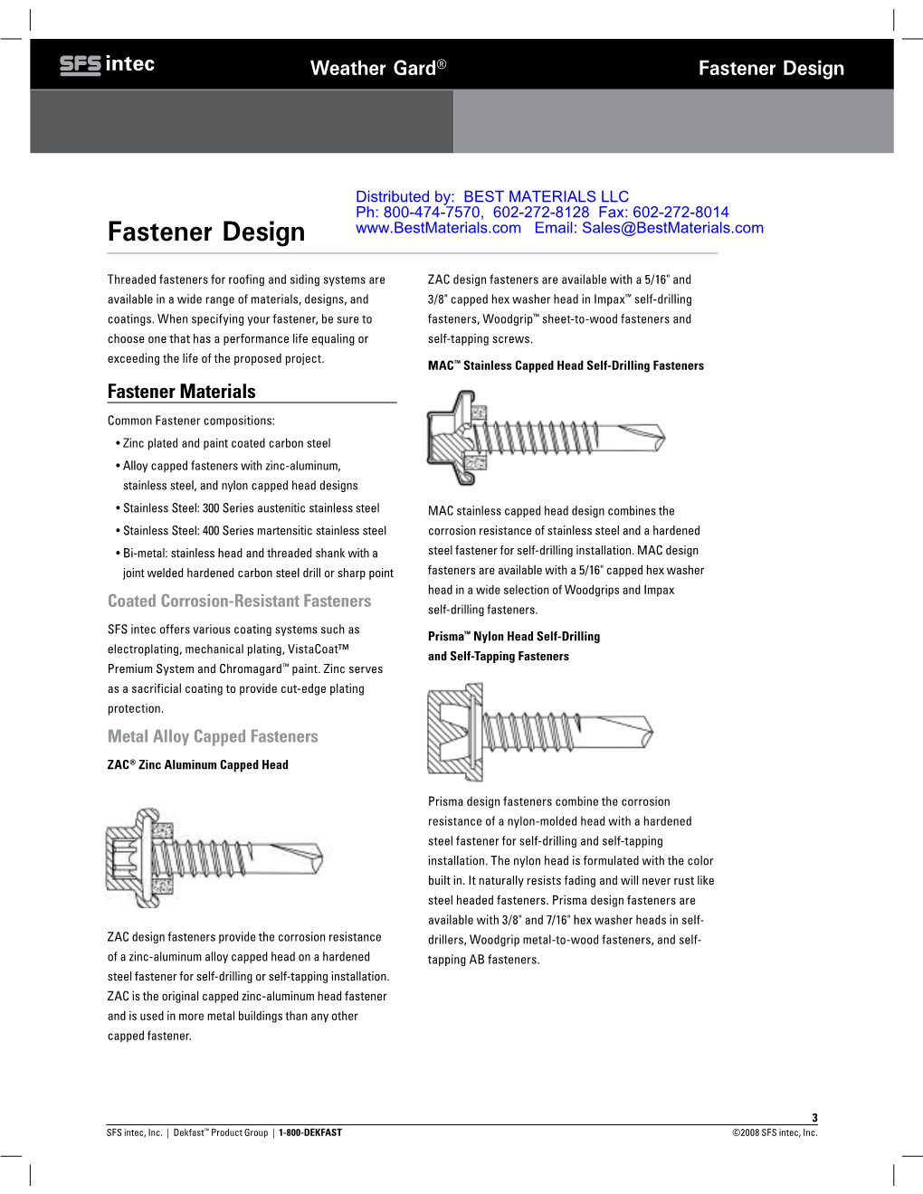 Sealing Screws, Self Taping Roofing Fastener Design