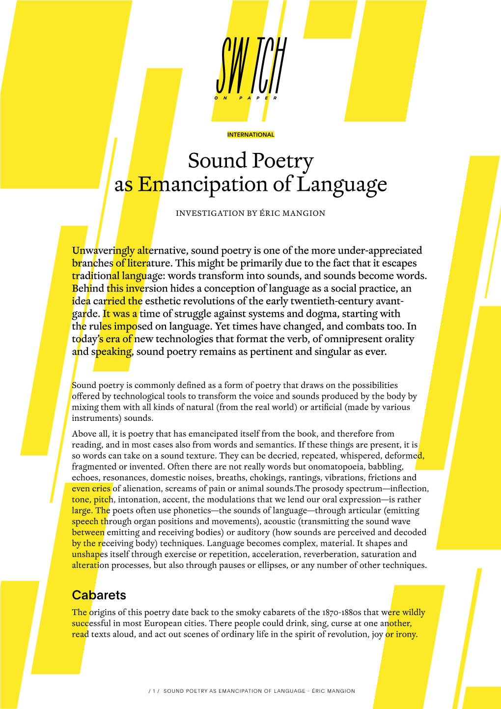 Sound Poetry As Emancipation of Language