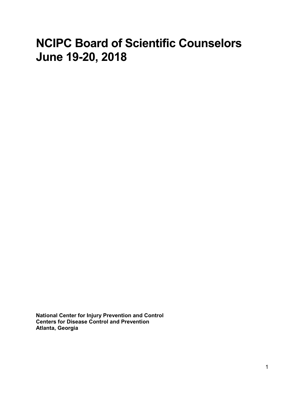 NCIPC Board of Scientific Counselors Draft Meeting Notes