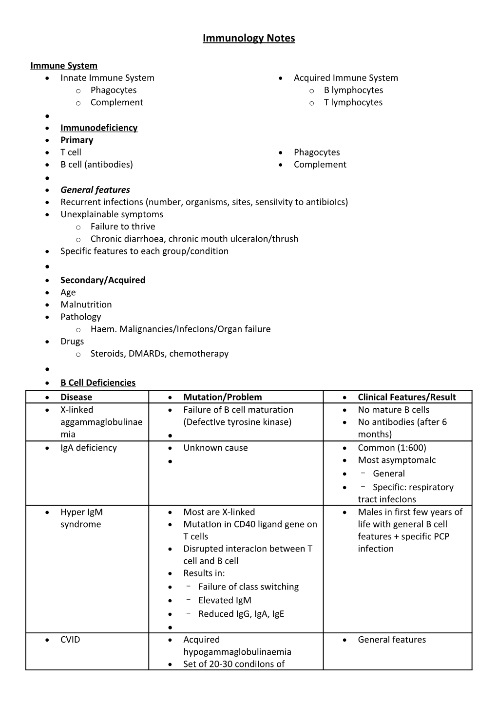 Immunology Notes