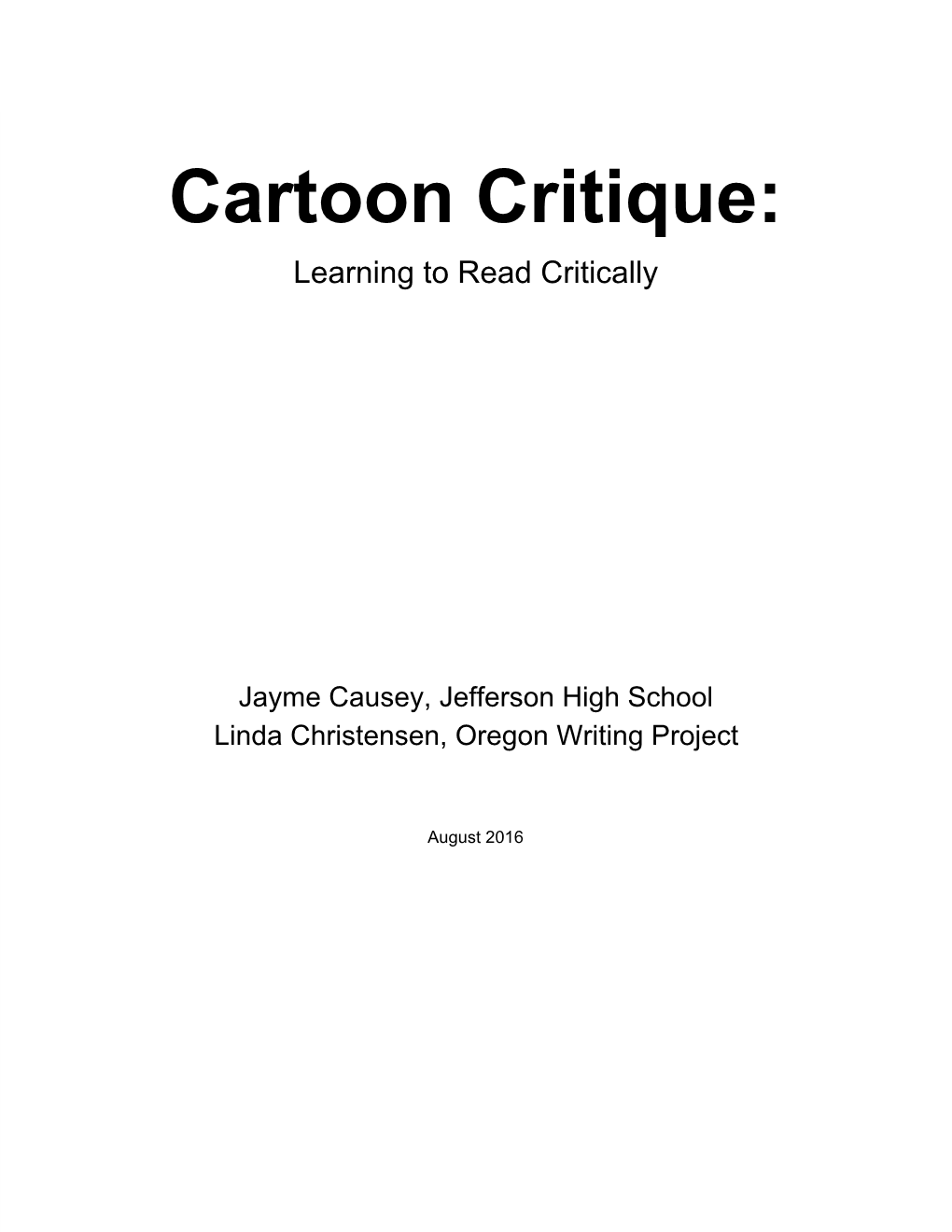 Cartoon Critique: Learning to Read Critically