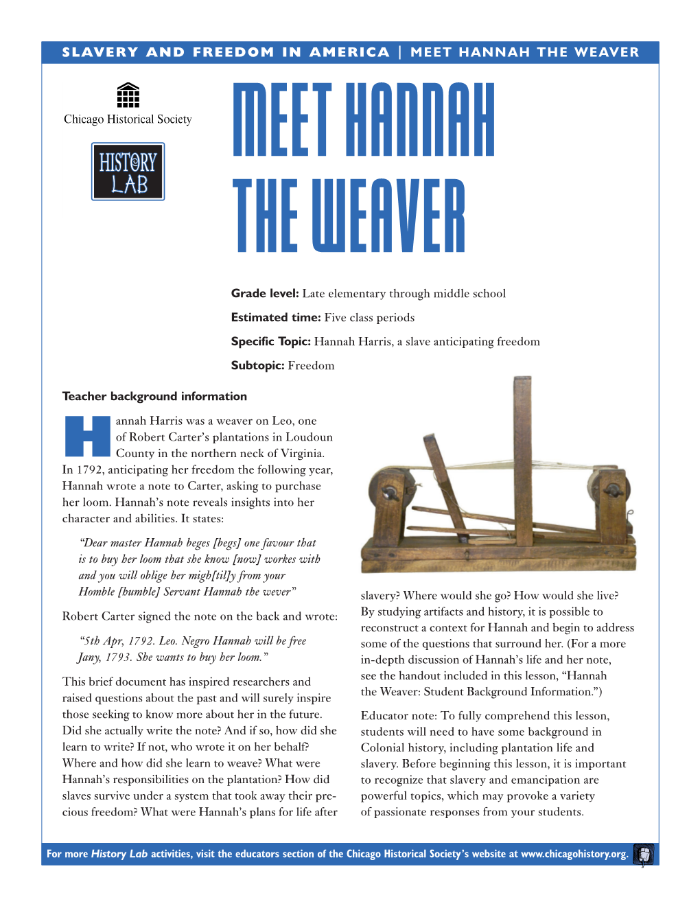 Meet Hannah the Weaver