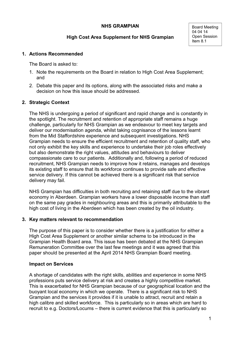 Item 8.1 For 4 Apr 2014 High Cost Area Supplement For NHSG