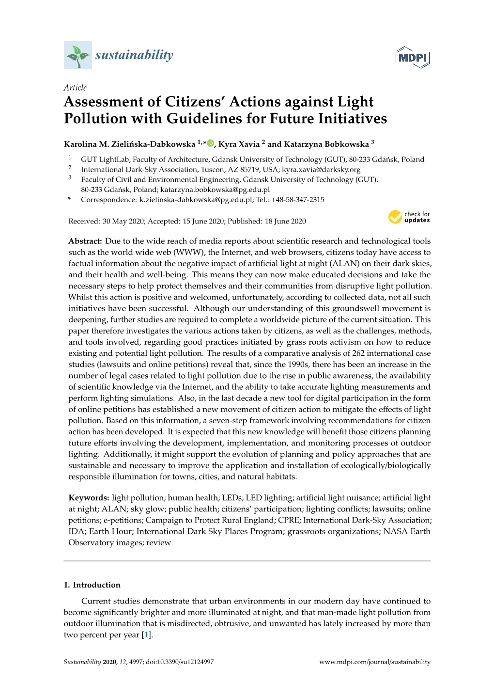 Assessment of Citizens' Actions Against Light Pollution With