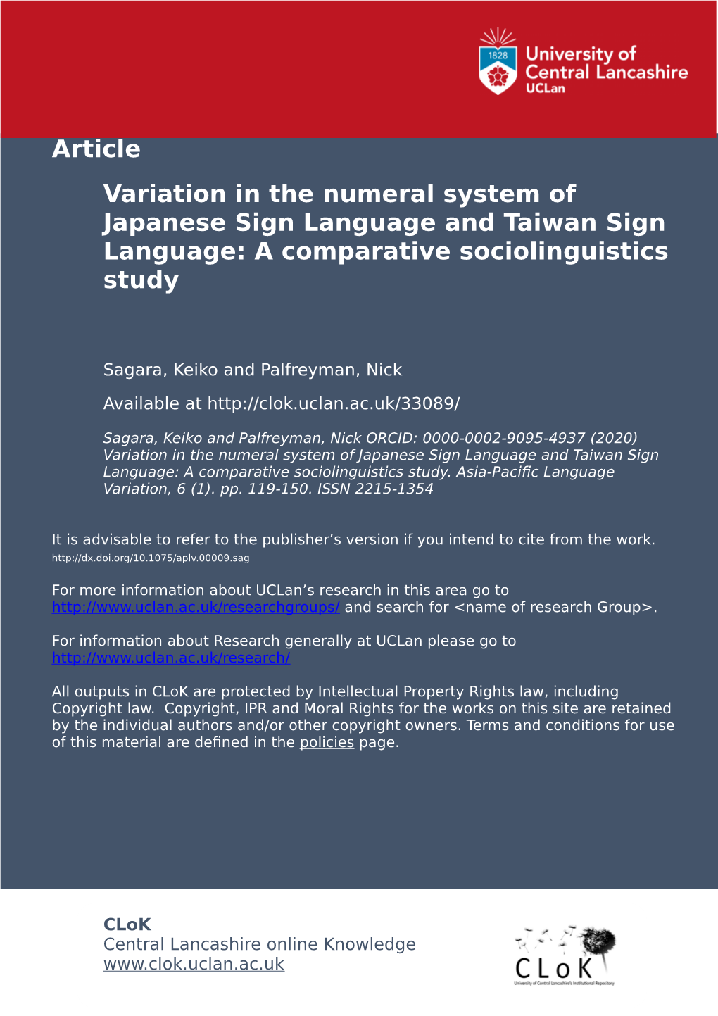 Variation in the Numeral System of Japanese Sign Language and Taiwan Sign Language: a Comparative Sociolinguistics Study