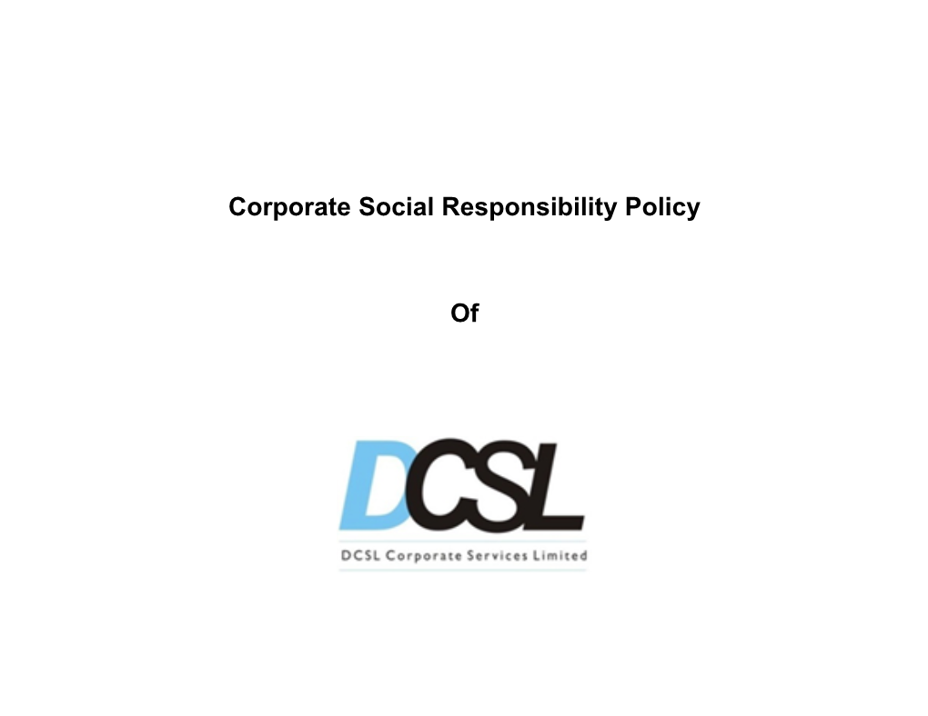 Corporate Social Responsibility Policy Of