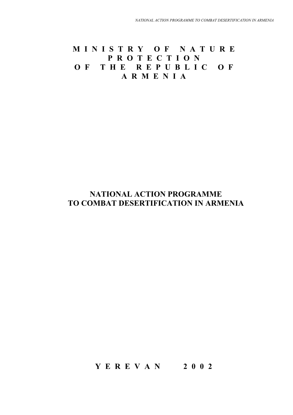 National Action Programme to Combat Desertification in Armenia
