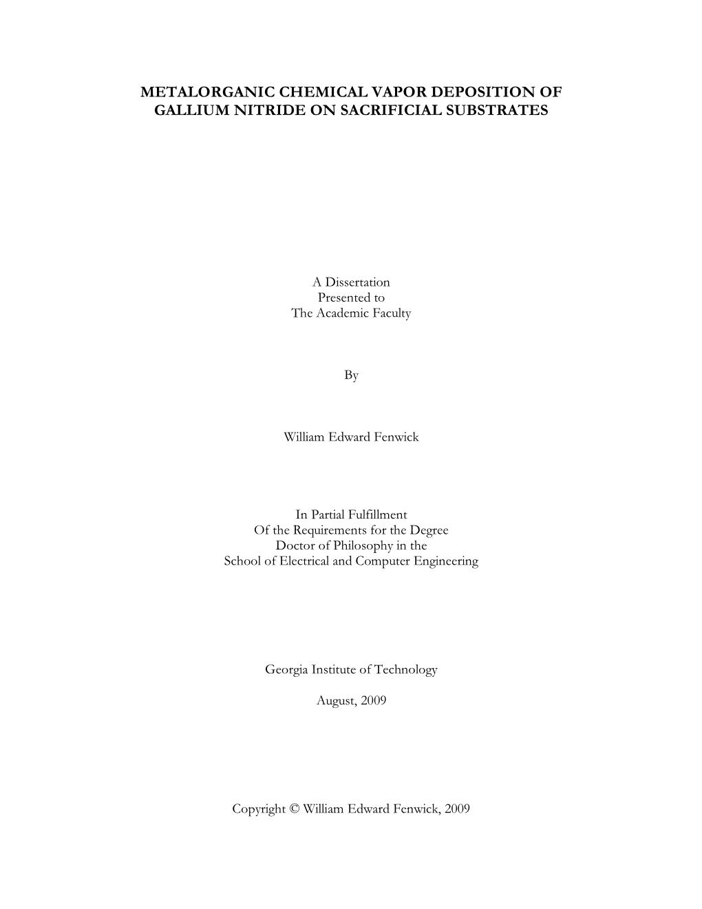 Metalorganic Chemical Vapor Deposition of Gallium Nitride on Sacrificial Substrates