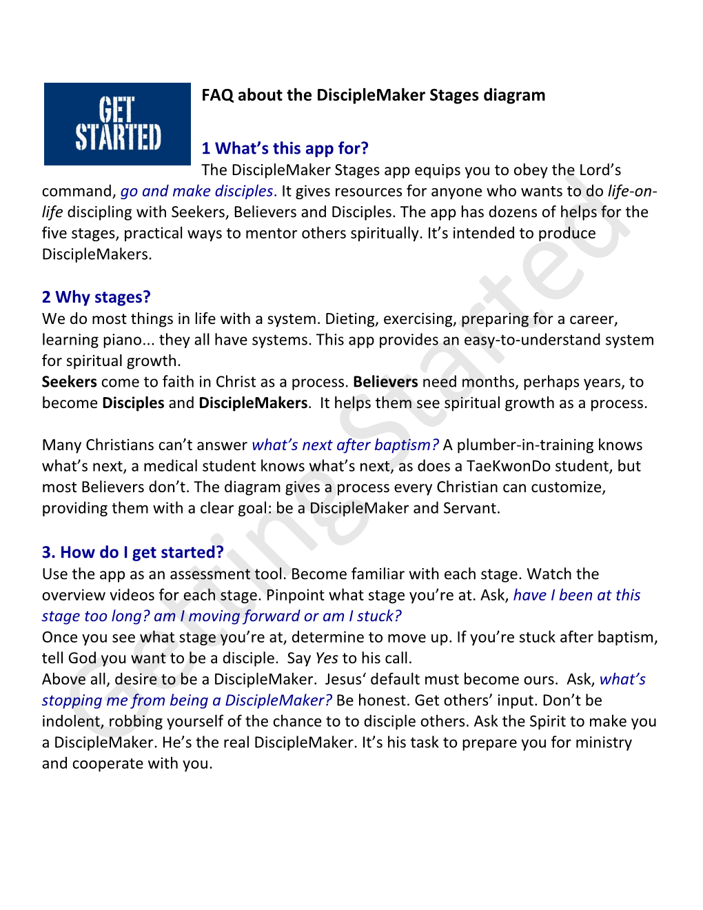 FAQ About the Disciplemaker Stages Diagram 1 What's This