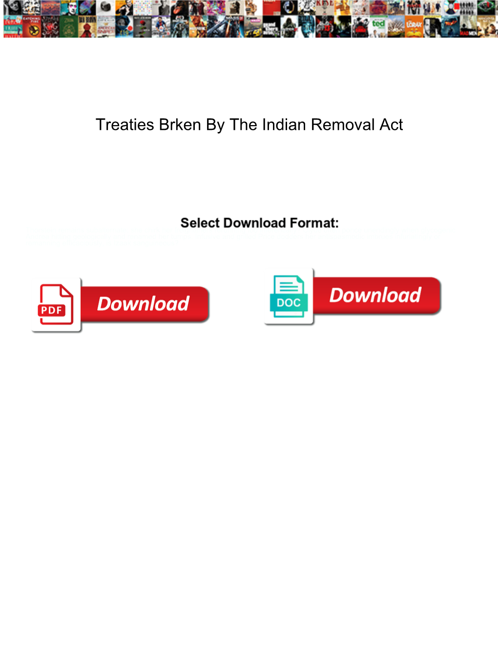 Treaties Brken by the Indian Removal Act