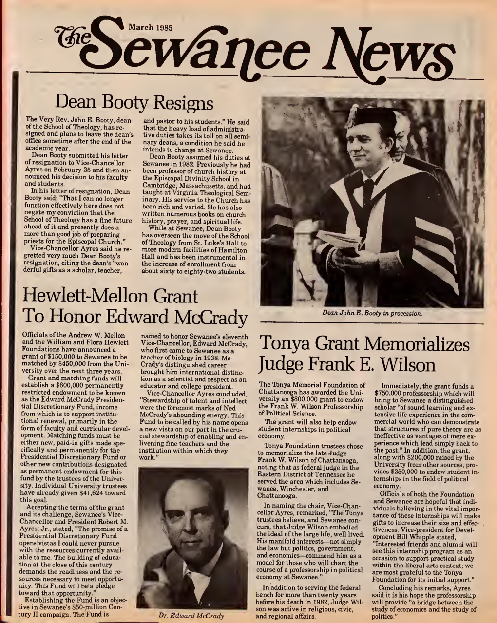 Sewanee News, 1985