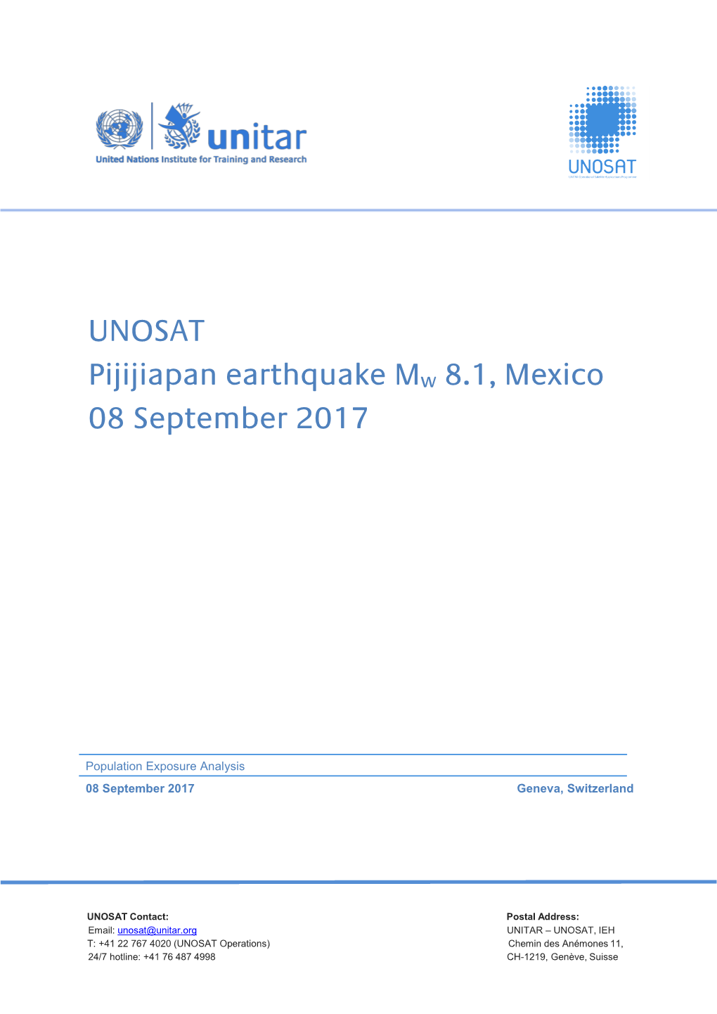 UNOSAT Pijijiapan Earthquake Mw 8.1, Mexico 08 September 2017