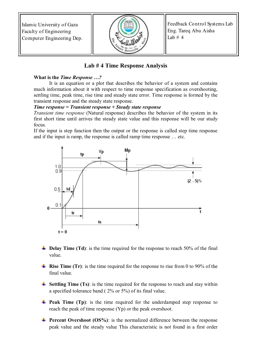 Lab # 4 Time Response Analysis