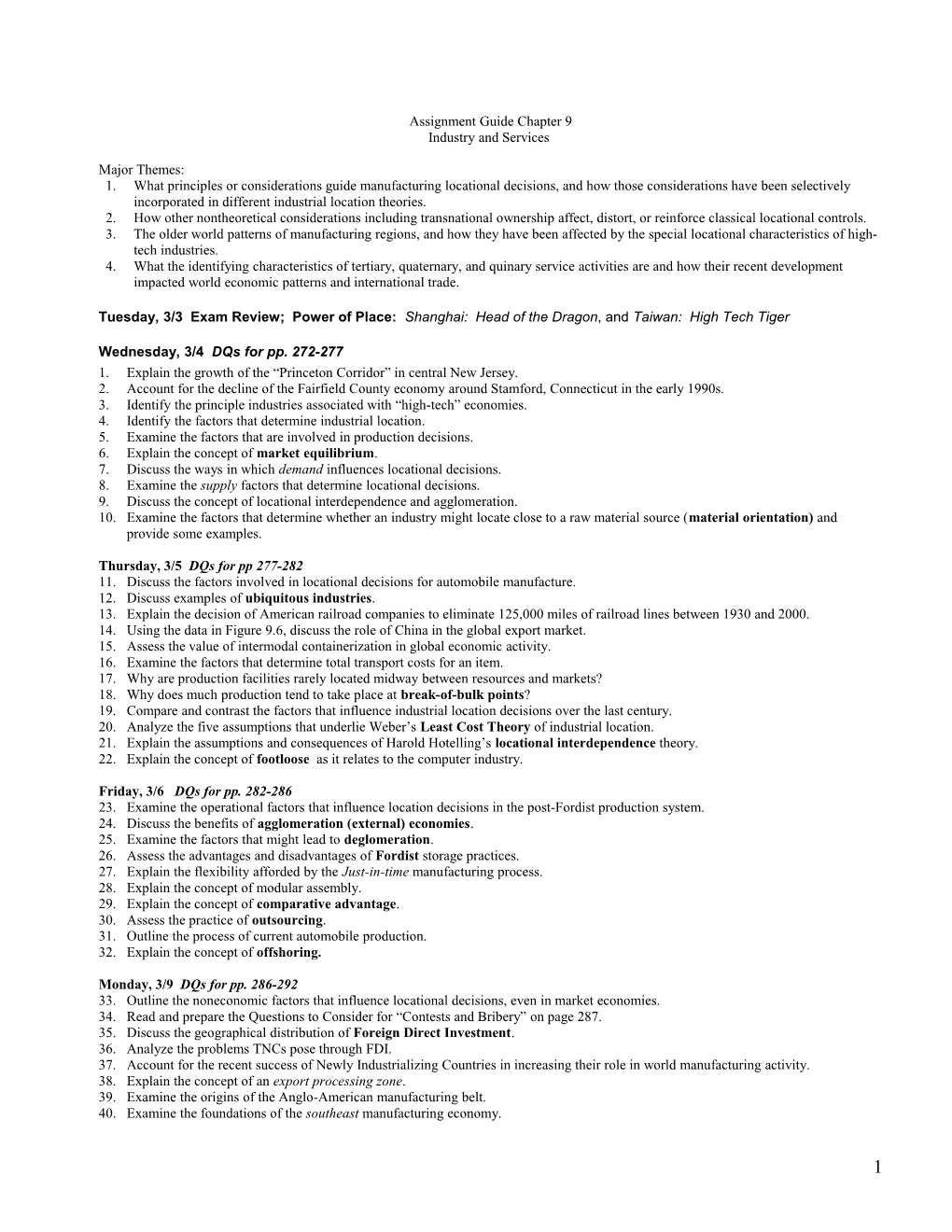 Assignment Guide Chapter 8: Political Geography