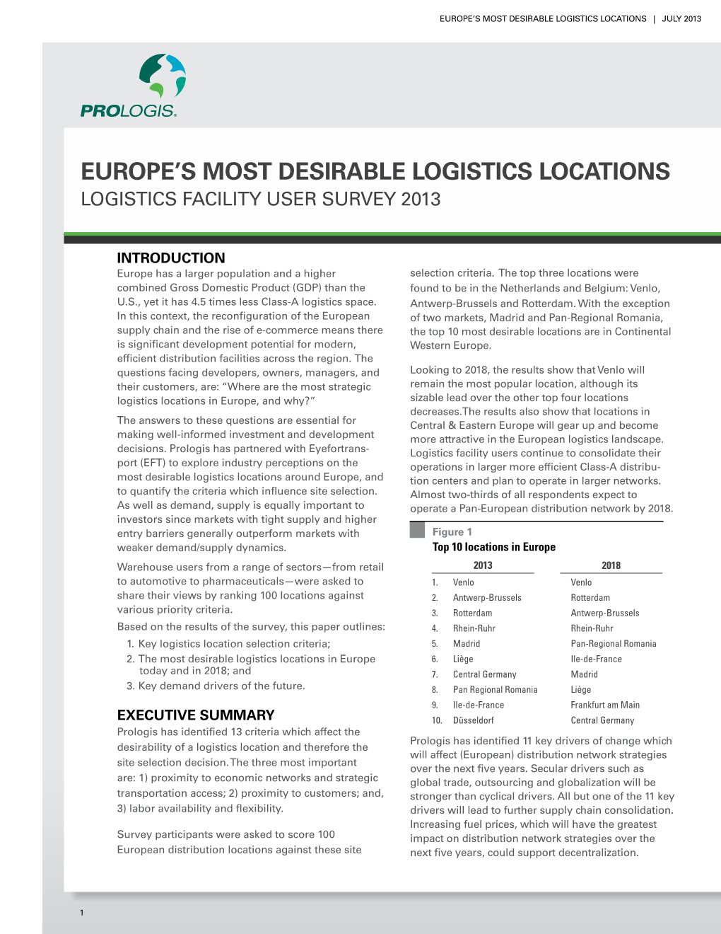 Europe's Most Desirable Logistics Locations