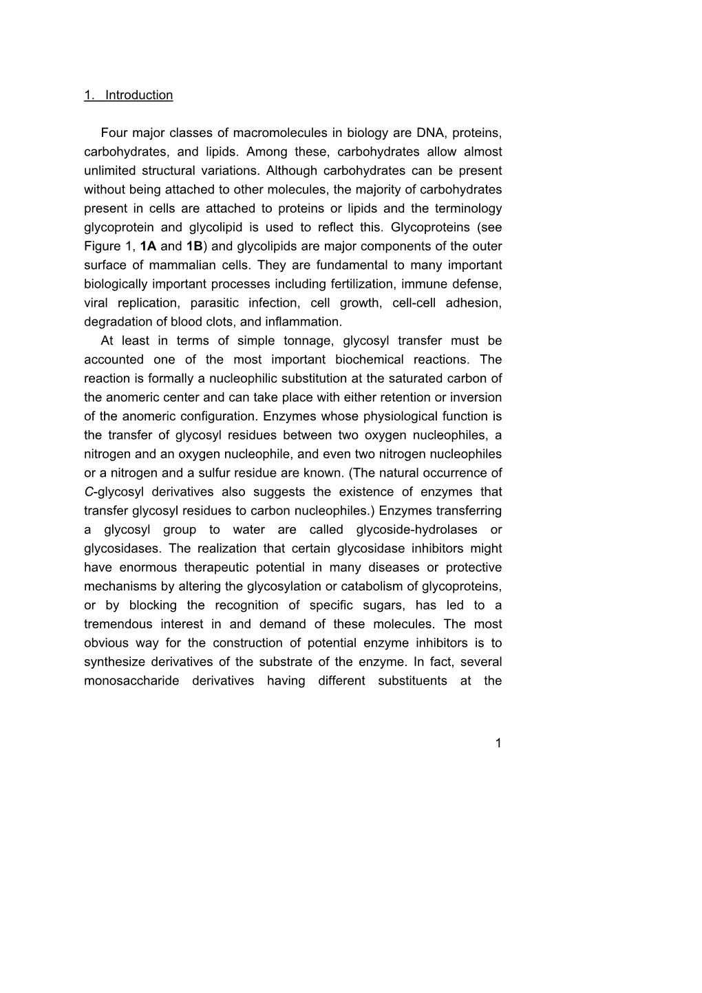 Activation of the Anomeric Centre for Nucleophilic Substitution Reactions