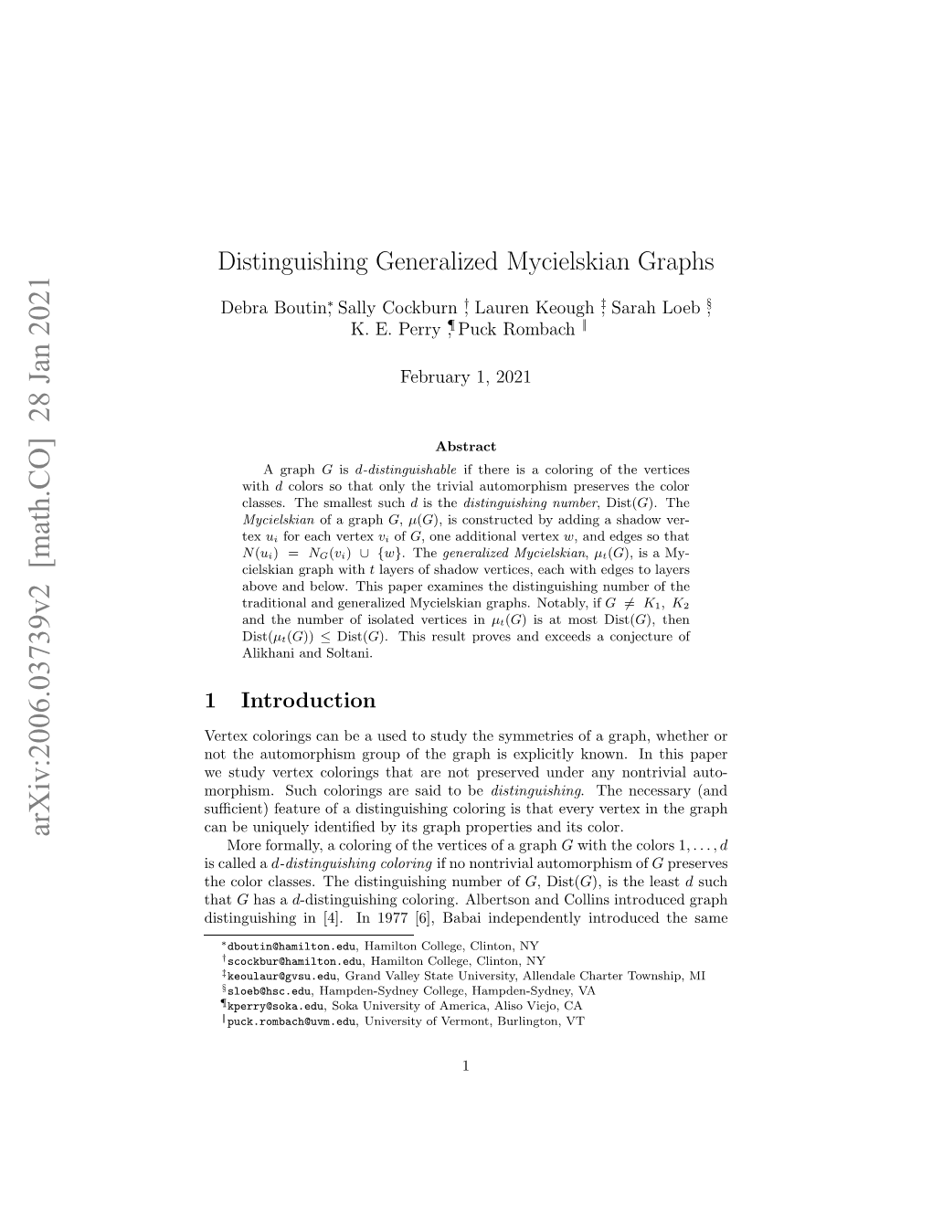 Distinguishing Generalized Mycielskian Graphs