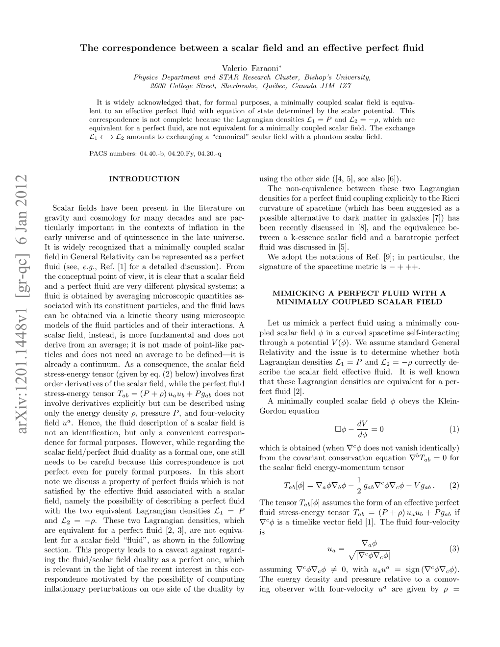 Arxiv:1201.1448V1 [Gr-Qc]