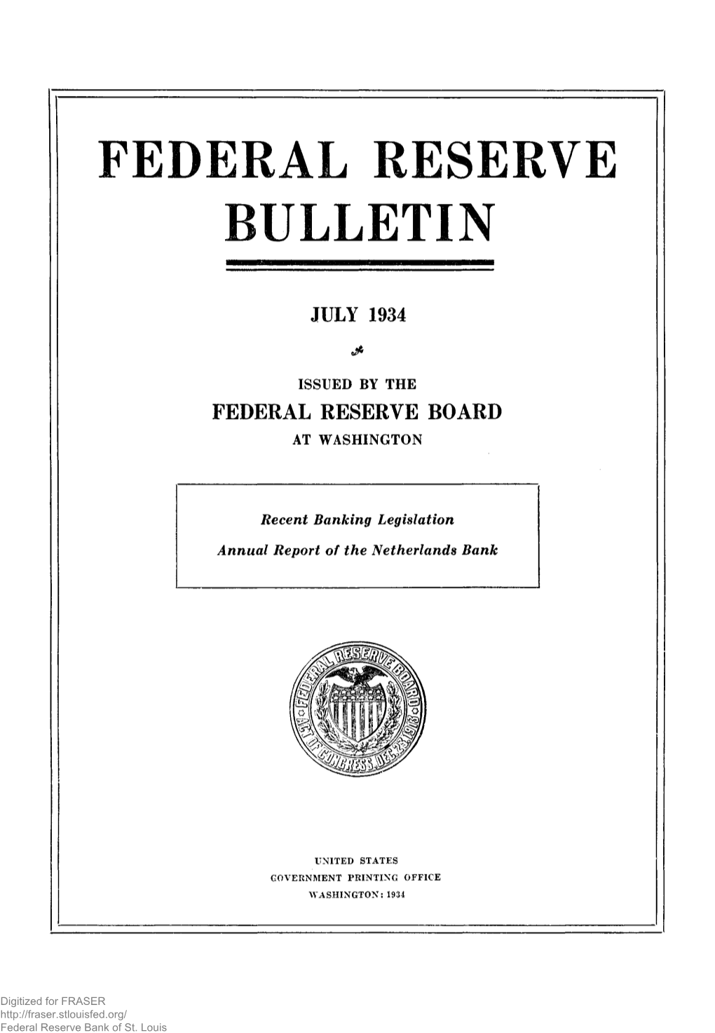 Federal Reserve Bulletin July 1934